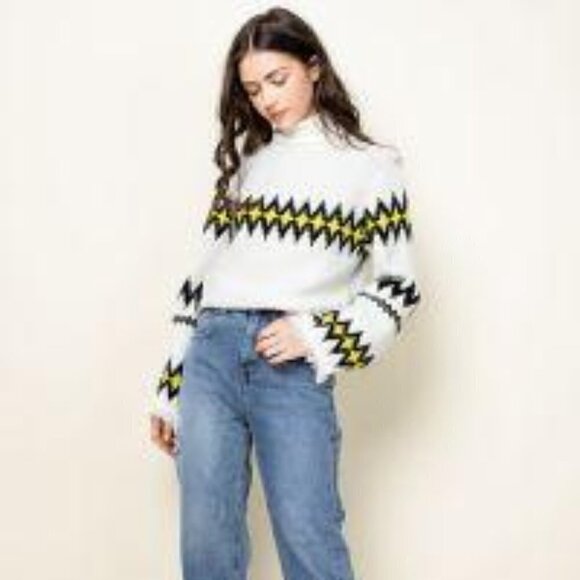 THML Sweaters - 𝅺thml Zigzag Aztec print turtleneck sweater